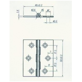 Lankstas 50x40x1,4mm smėliuotas žalvaris 1