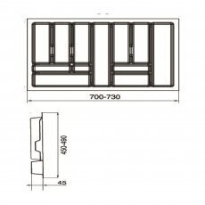 Stalo įrankių dėklas į stalčių 700-900 mm, COMFORT 6