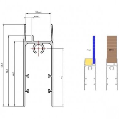 Apatinis profilis HORIZONTAS 18/4 mm L- 4,05 m 2