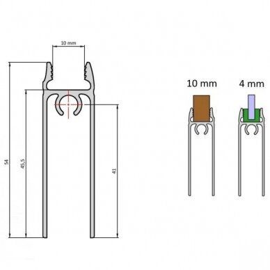 Apatinis profilis HORIZONTAS 10/4 mm L-3 m 1