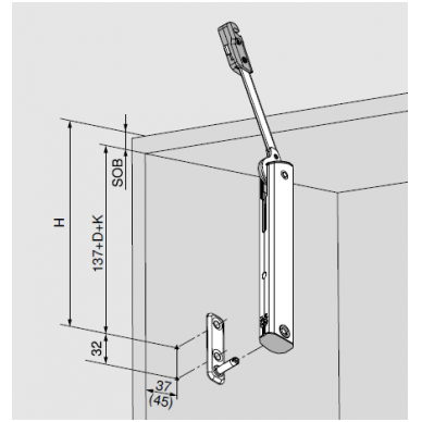 AVENTOS HK-XS jėgos mechanizmai 11 (1 lygis), koef. 200-1000 1