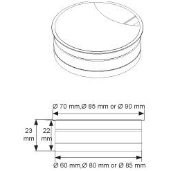 Dangtelis laidams su šepetėliu D.60x22 mm, aliuminio spalva 1