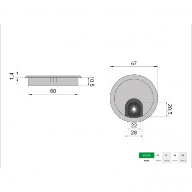 Dangtelis laidams metalinis su šepeteliu D.60 mm 2