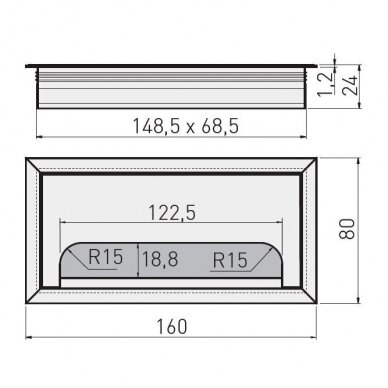 Dangtelis laidams su šepetėliu MERIDA 80x160 mm, anod. aliuminis 1