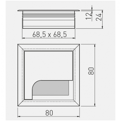 Dangtelis laidams su šepetėliu MERIDA 80x80 mm, anod. aliuminis 1