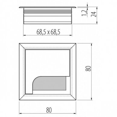 Dangtelis laidams metalinis su šepetėliu MERIDA 80x80 mm, juodas 1