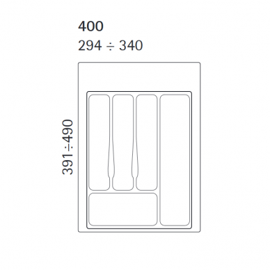 Stalo įrankių  dėklas į stalčių 400 mm, pilkas 2