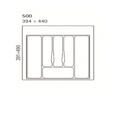 Stalo įrankių dėklas į stalčių 500 mm, baltas 1