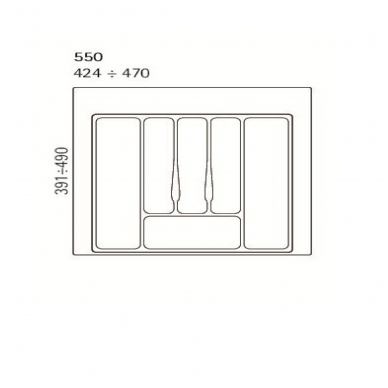 Stalo įrankių dėklas į stalčių 550 mm, baltas 1