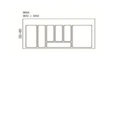 Stalo įrankių dėklas į stalčių 900 mm, pilkas 1
