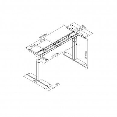 Elektra reguliuojamo aukščio stalo rėmas, dviejų variklių, pastiprintas (be stalviršio) 1