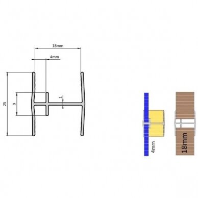 H-jungiamasis profilis 18/4 mm L-3 m 1