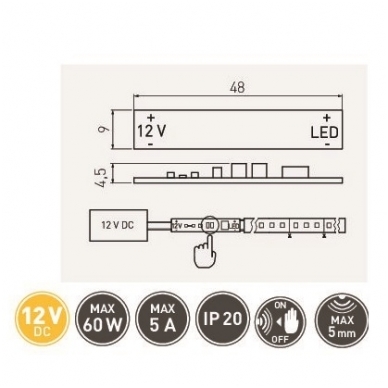 Jungtukas klijuojams LED profiliams max.60W 2