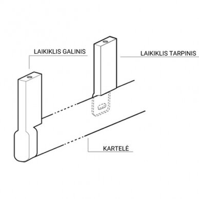 Kartelės 15x30 laikiklis tarpinis H-62,5 mm, baltas 2