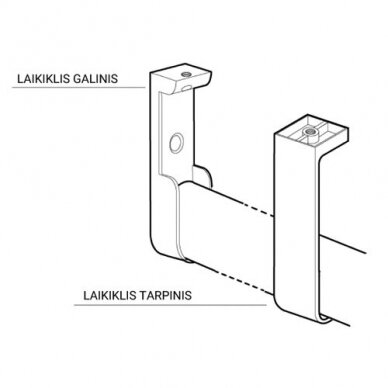 Kartelės 15x30 laikiklis tarpinis H-77 mm, baltas 2