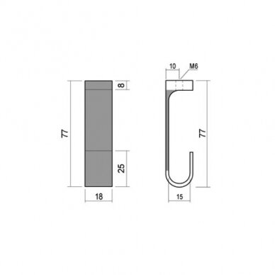 Kartelės 15x30 laikiklis tarpinis H-77 mm, baltas 1