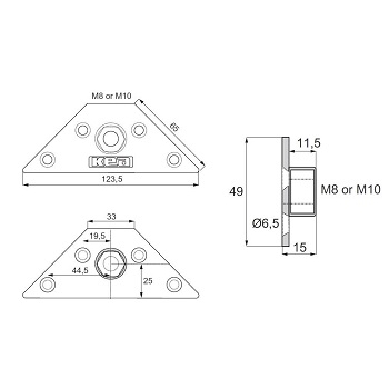KEA trikampė plokštelė M8 1