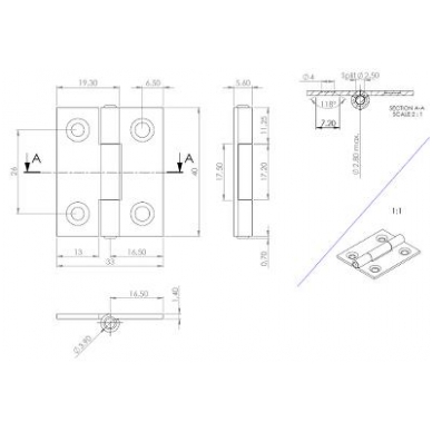 Lankstas 40x31x1,4 mm, plienas 1