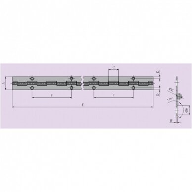 Lankstas rojalinis 32x0,6x1740mm, žalvaris 1