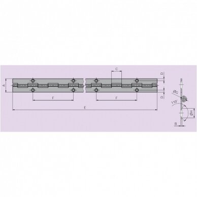 Lankstas rojalinis 32x0,6x1740mm, nikelis 1