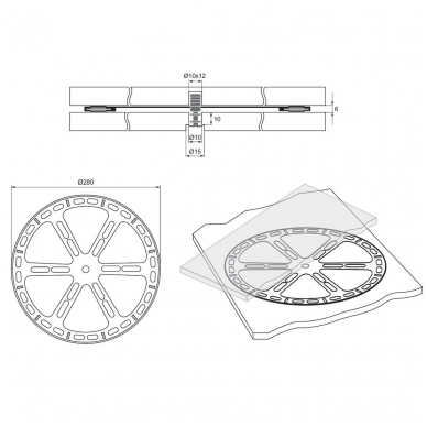 Pasukimo mechanizmas ø280 mm, plastmasinis 1