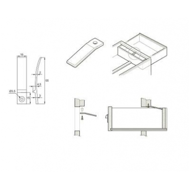 Stabdis bėgeliams plastmasinis 55x16x5 mm, baltas 1