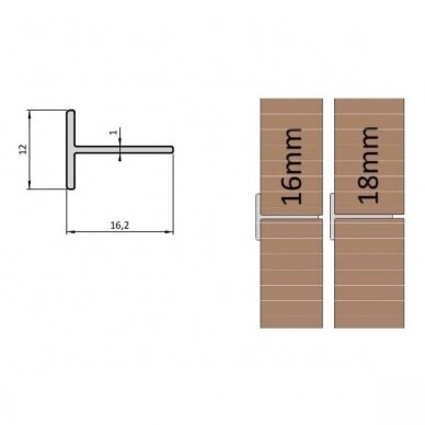 Profilis T-formos 18 mm L- 3 m 1