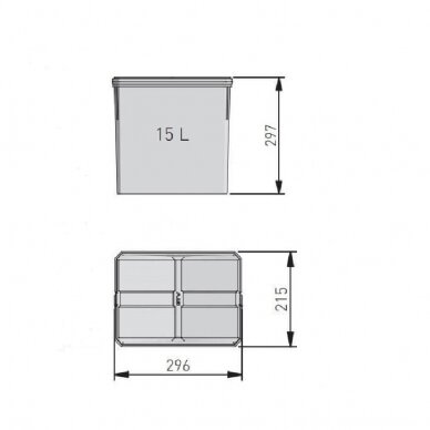 Šiukšliadėžė į stalčių AXISPACE 900 4x15L 3