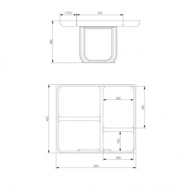 Šiukšliadėžė į stalčių Multino 600 3x15l+1x7l 3