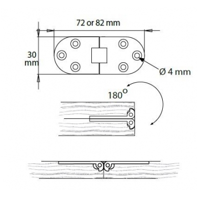 Siuvimo stalo lankstas 30x72x2 mm, antikine bronza 1