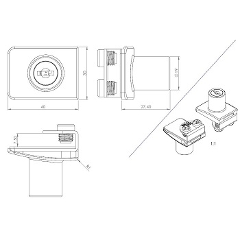 Spynelė vienguboms stiklo durelėms 4-6 mm SQUARE, aliuminis 4