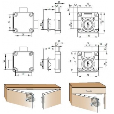 Spynelė X850, ø19x22 mm dvigubo rakinimo, dešinė 3