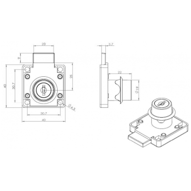 Spynelė CL-X850, ø19x22 mm, juoda 2