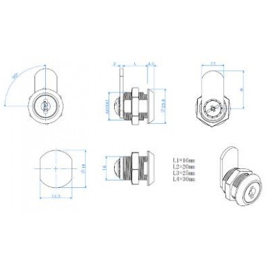 Spynelė universali MIC1925, 90°,  25 mm cilindras, su visrakčiu 2