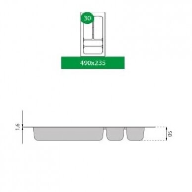 Stalo įrankių dėklas į stalčių 300 mm, COMFORT, ATM 2