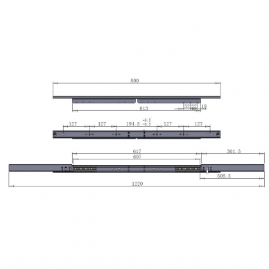 Stalo praplėtimo mechanizmas su stabdžiu 800/620/1220 mm  2