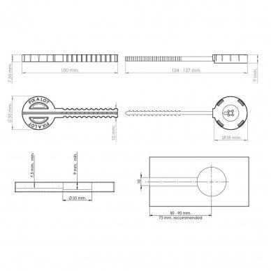 Stalviršio jungtis "Fix-A-Lot" ø35x127x9 mm 2 vnt., pilka 6