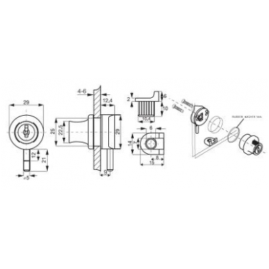 Spynelė vienguboms stiklo durelėms 4-6 mm X-689, aliuminis 3