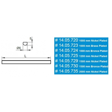Strypas spynelei X-922, ø6x1000 mm, nikelis 1