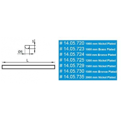 Strypas spynelei X-922, ø6x2000 mm, nikelis 1