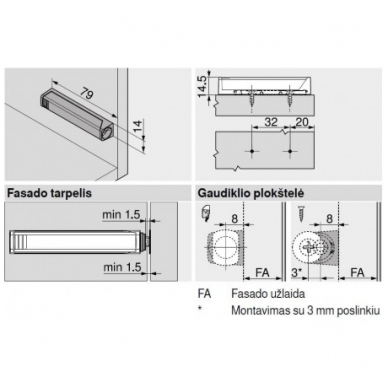 TIP ON durelių atmetėjo adapteris ilgas, pilkas 1