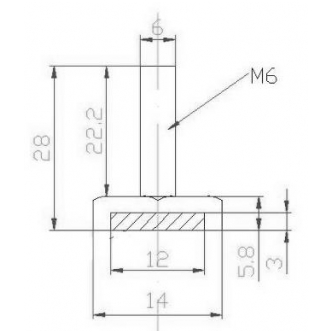 Varžtas su magnetu M6x28 mm saunoms, nikelis 1