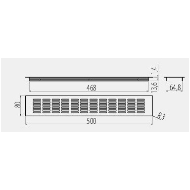 Ventiliacinės grotelės 80x500 mm, šlifuotas plienas 1