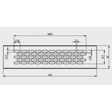 Ventiliacinės grotelės 60x245 mm 2