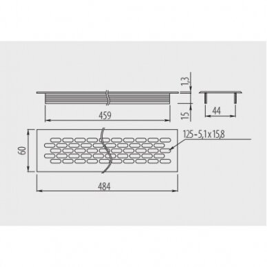 Ventiliacinės grotelės 60x484 3