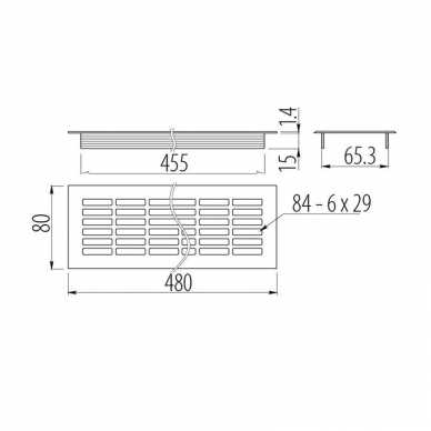Ventiliacinės grotelės 80x480 mm 1